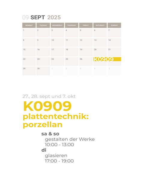 SEPTEMBER | porzellan | 3-teiliger kurs