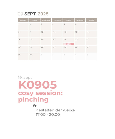 SEPTEMBER | pinching | 1-teiliger töpferkurs