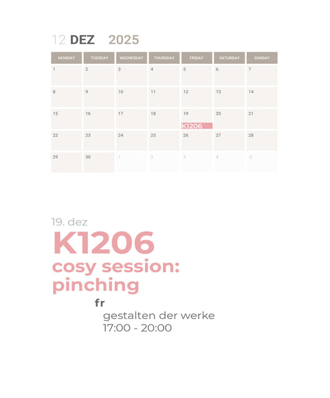 DEZEMBER | pinching | 1-teiliger töpferkurs