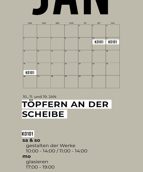 JÄNNER | 3-teiliger töpferkurs | wochenende