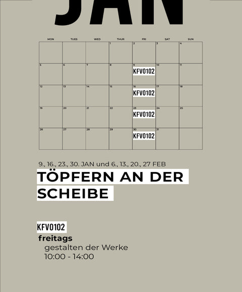 JAN FEB | 8-teiliger töpferkurs