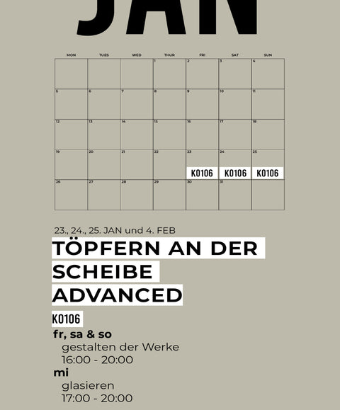 JÄNNER | FORTGESCHRITTEN | 4-teiliger töpferkurs | wochenende