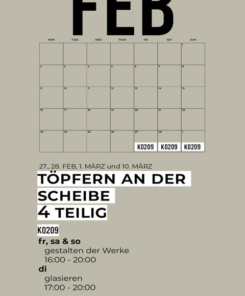 FEBRUAR | 4-teiliger töpferkurs