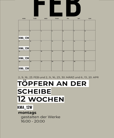 FEB MÄRZ APR | 12-teiliger töpferkurs