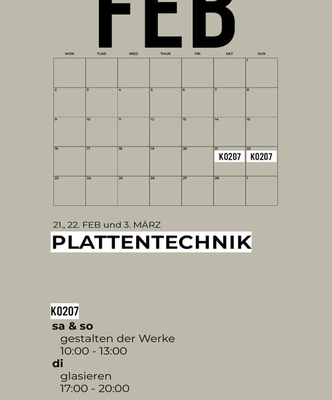 FEBRUAR | plattentechnik | 3-teiliger kurs