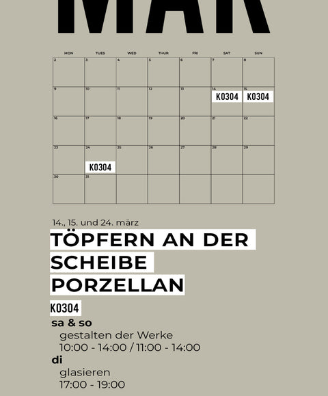 MÄRZ | 3-teiliger töpferkurs | Porzellan