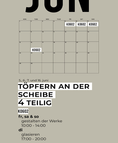 JUNI | 4-teiliger töpferkurs