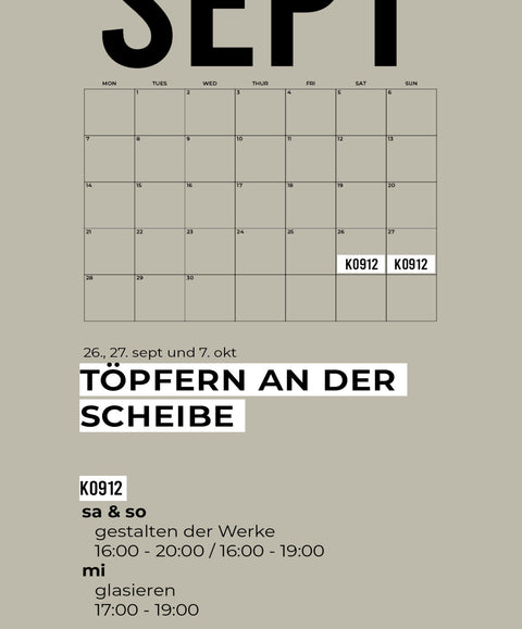 09 SEPT | 3-teiliger töpferkurs | wochenende