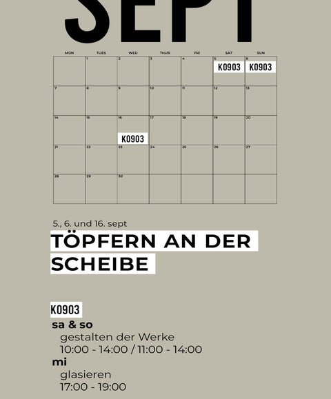 09 SEPT | 3-teiliger töpferkurs | wochenende