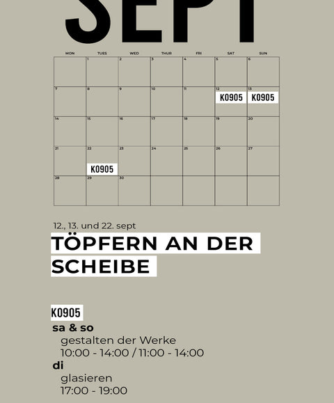 09 SEPT | 3-teiliger töpferkurs | wochenende