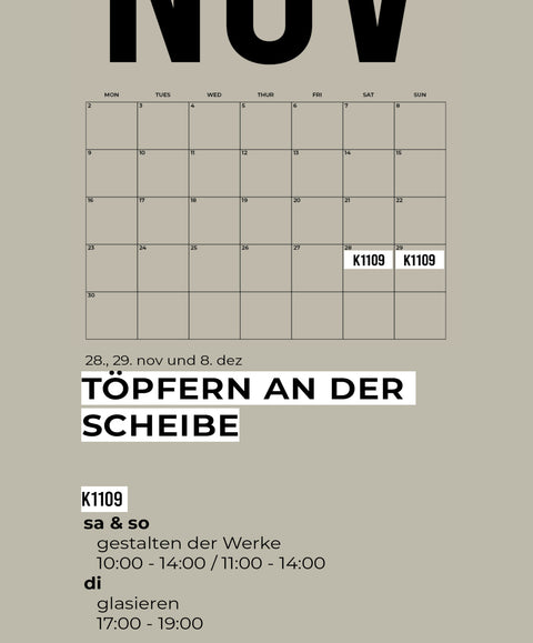 NOV | 3-teiliger töpferkurs | wochenende