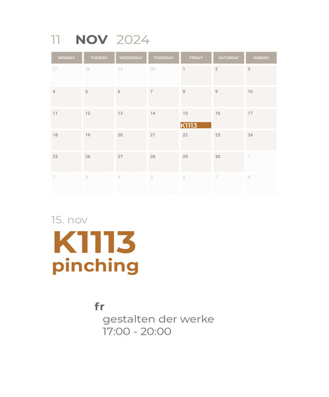 NOVEMBER | pinching | 1-teiliger töpferkurs