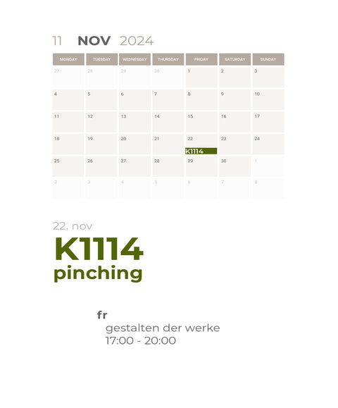 NOVEMBER | pinching | 1-teiliger töpferkurs