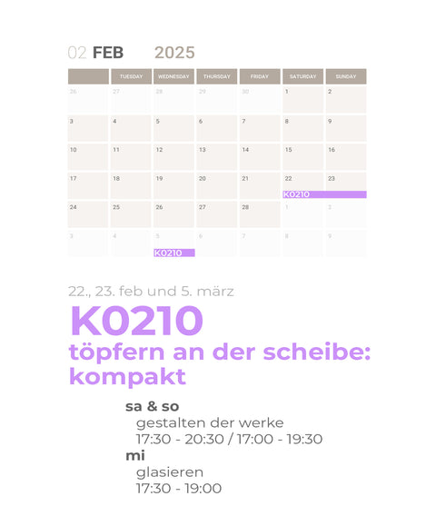 FEBRUAR | töpferkurs | kompakt