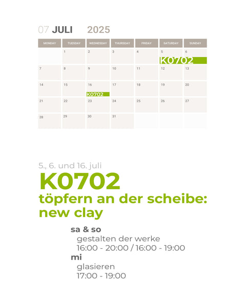 JULI | NEW CLAY | töpferkurs