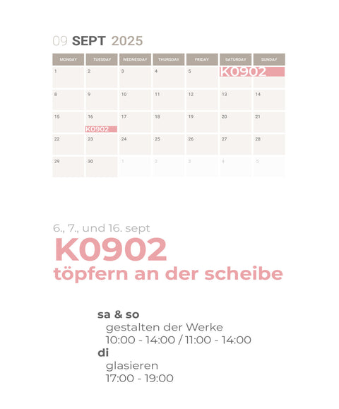 SEPTEMBER | 3-teiliger töpferkurs | wochenende