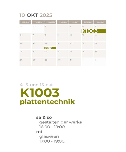 OKTOBER | plattentechnik | 3-teiliger kurs