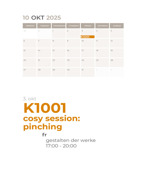 OKTOBER | pinching | 1-teiliger töpferkurs