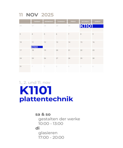 NOVEMBER | plattentechnik | 3-teiliger kurs