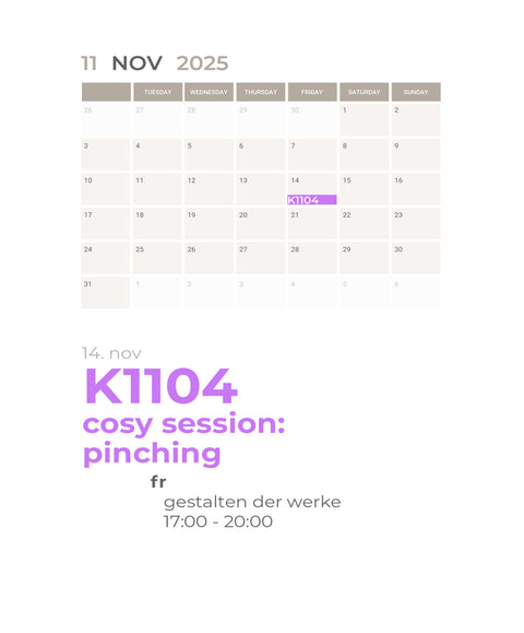 NOVEMBER | pinching | 1-teiliger töpferkurs