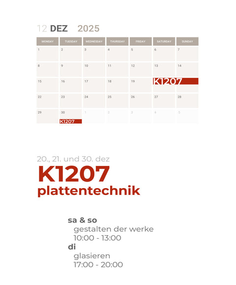 DEZEMBER | plattentechnik | 3-teiliger kurs