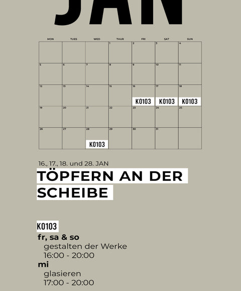 JÄNNER | 4-teiliger töpferkurs