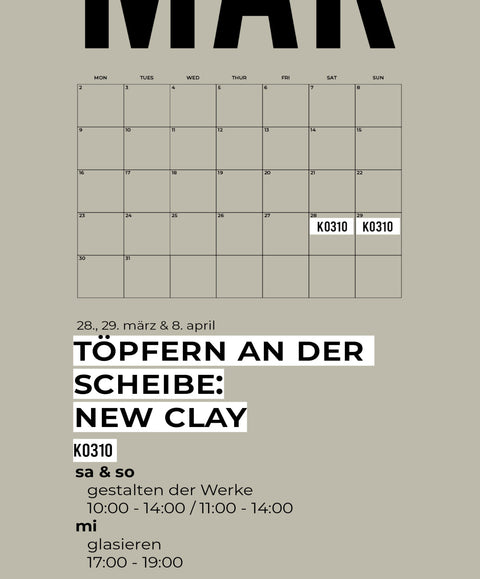 MÄRZ | NEW CLAY| töpferkurs