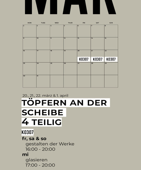 MÄRZ | 4-teiliger töpferkurs