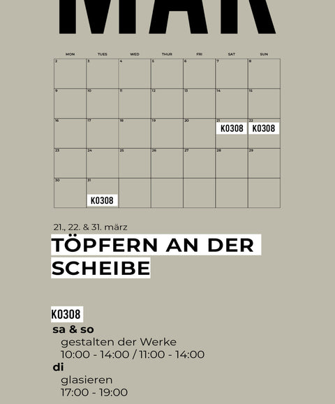 MÄRZ | 3-teiliger töpferkurs | wochenende