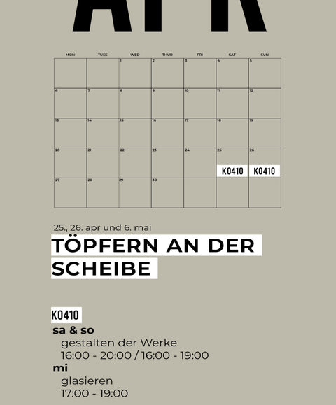 APRIL | 3-teiliger töpferkurs | wochenende
