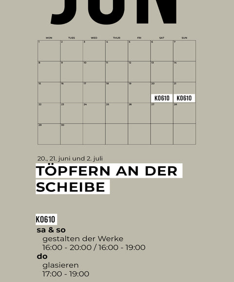 JUNI | 3-teiliger töpferkurs | wochenende