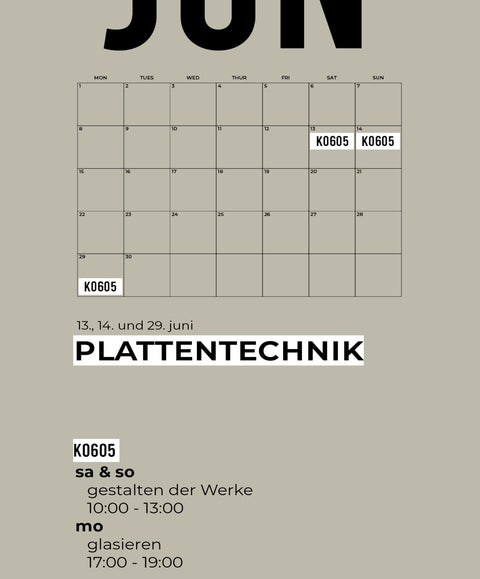 JUNI | plattentechnik | 3-teiliger kurs