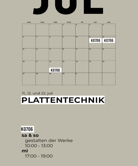 07 JULI | plattentechnik | 3-teiliger kurs