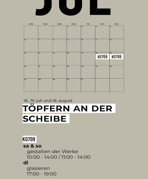 07 JULI | 3-teiliger töpferkurs | wochenende