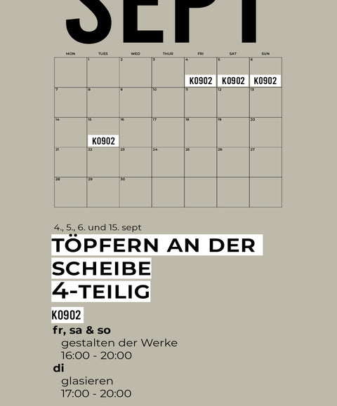 09 SEPT | 4-teiliger töpferkurs