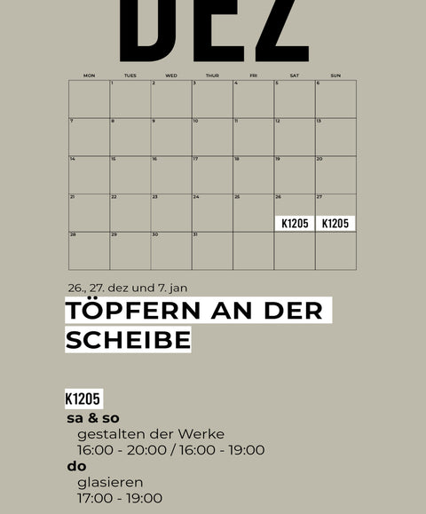 DEZ | 3-teiliger töpferkurs | wochenende